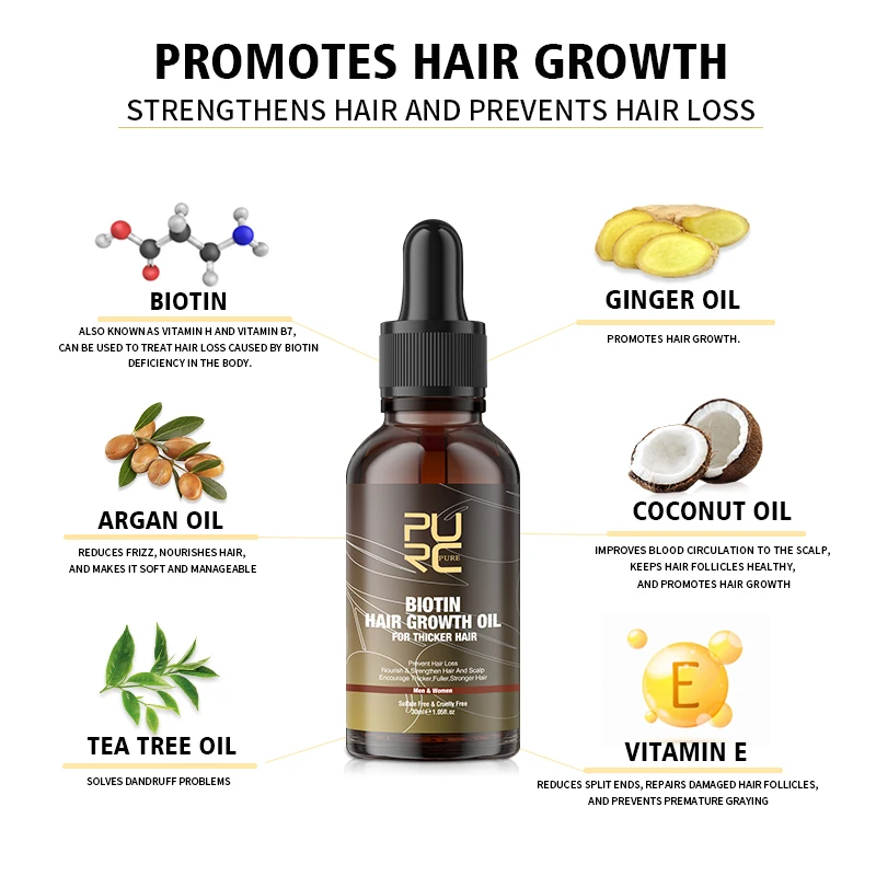 PURC Biotin Hair Oil Hair Grow - Beard Oil Growth 评论和价格